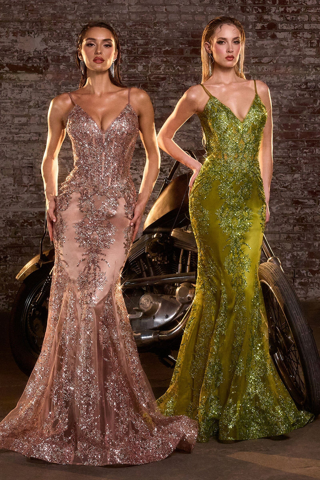 Glitter Print Mermaid Dress by Ladivine J810