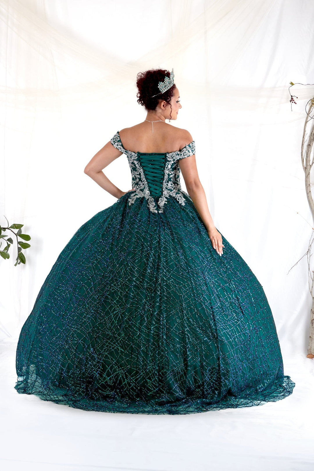 Glitter Print Off Shoulder Ball Gown by Calla WB-20509