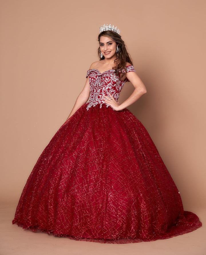 Glitter Print Off Shoulder Ball Gown by Calla WB-20509