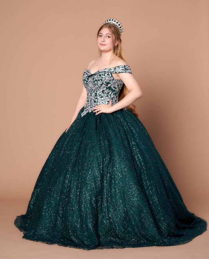 Glitter Print Off Shoulder Ball Gown by Calla WB-20509
