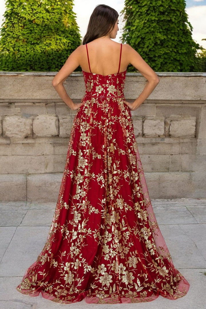 Glitter Print Sweetheart Gown by Cinderella Couture 8043J