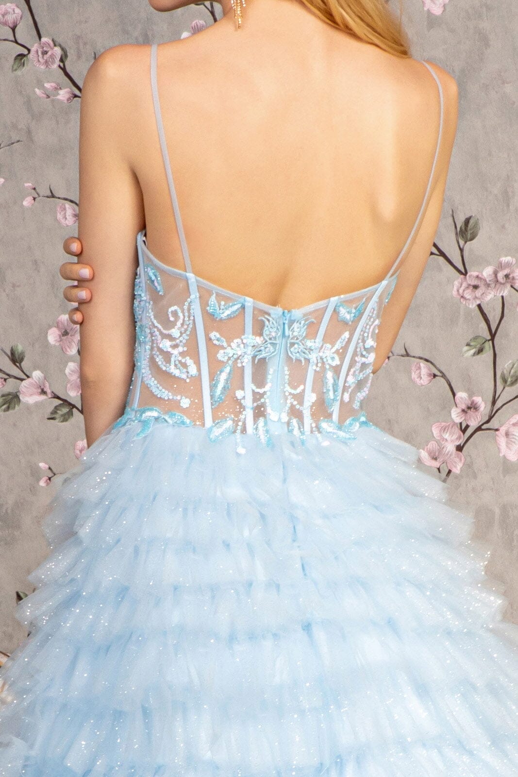 Glitter Sleeveless Tiered Ruffled Gown by GLS Gloria GL3464