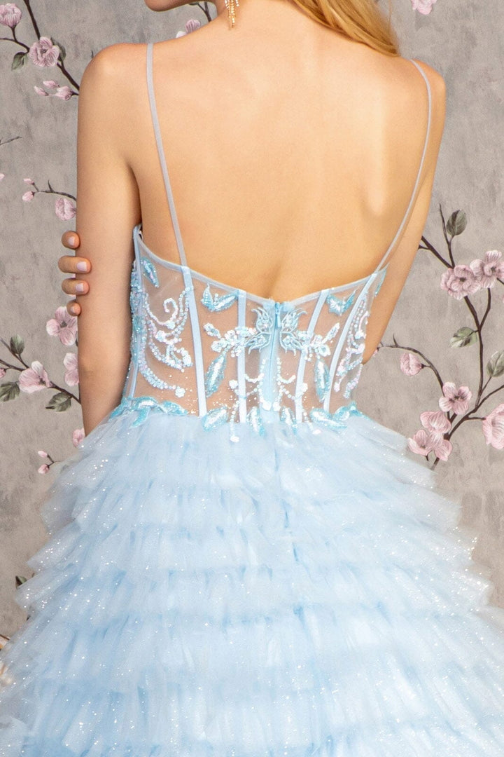 Glitter Sleeveless Tiered Ruffled Gown by GLS Gloria GL3464