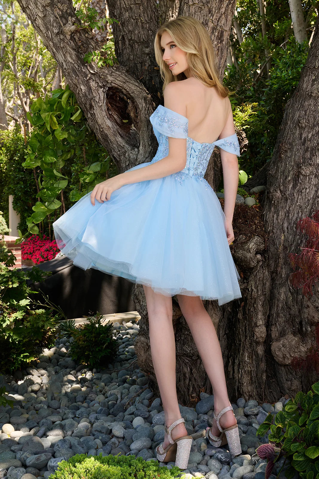 Glitter Short Off Shoulder Dress by Elizabeth K GS3859