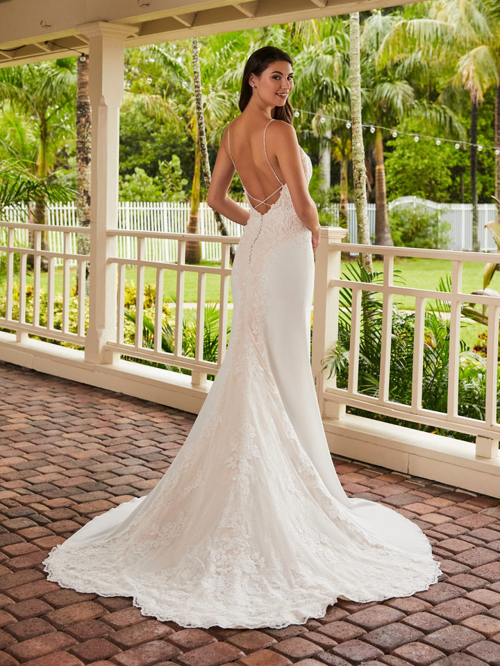 Halter Lace Crepe Bridal Gown by Adrianna Papell 31214