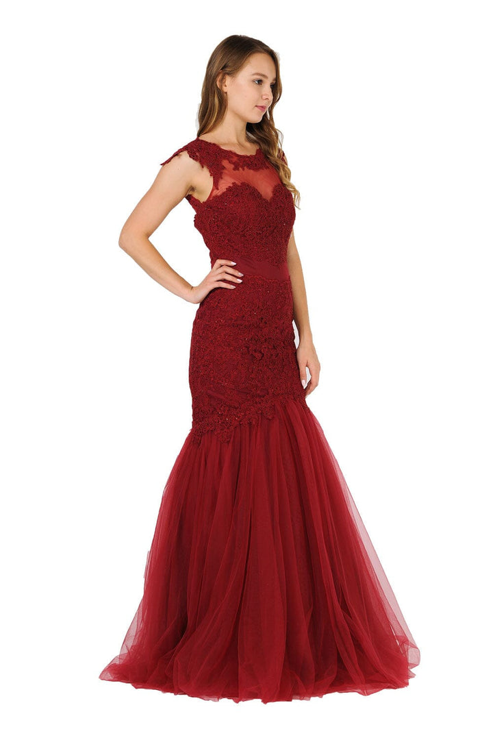 Illusion High-Neck Mermaid Dress with Lace Appliques by Poly USA 8226