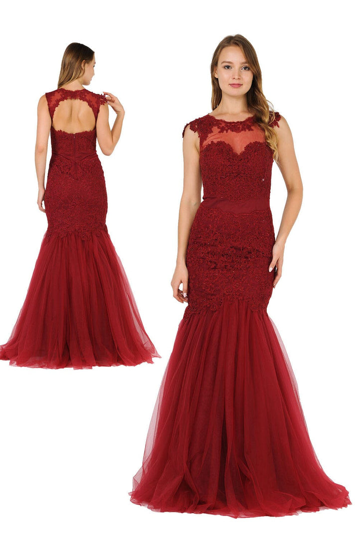 Illusion High-Neck Mermaid Dress with Lace Appliques by Poly USA 8226
