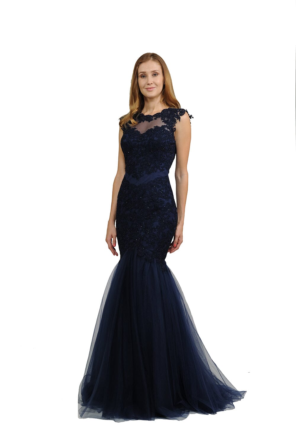 Illusion High-Neck Mermaid Dress with Lace Appliques by Poly USA 8226