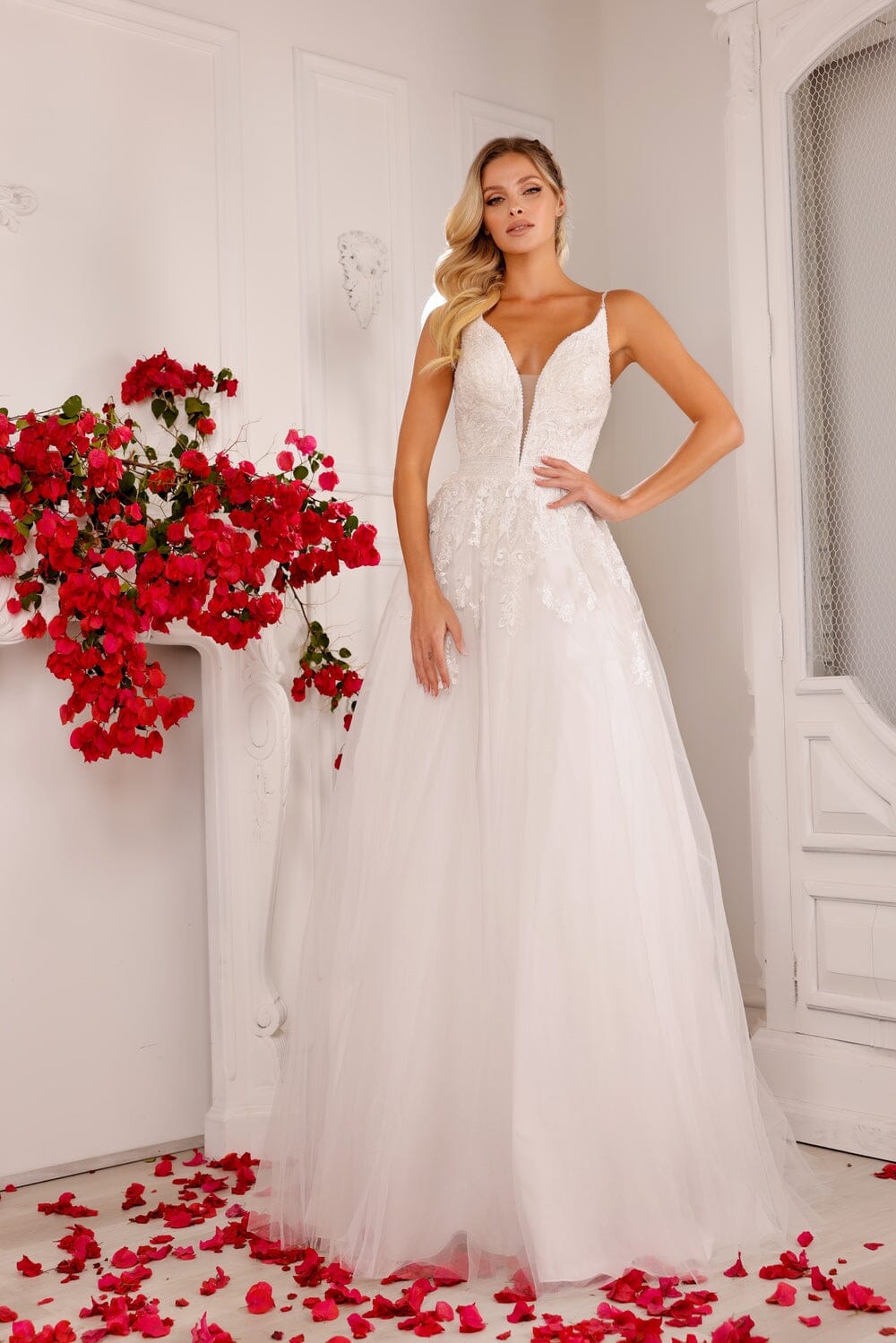 Lace Applique Tulle Bridal Gown by Abby Lane 97148 20 / Ivory Lace Applique Tulle Bridal Gown by Abby Lane 97148 20 / Ivory