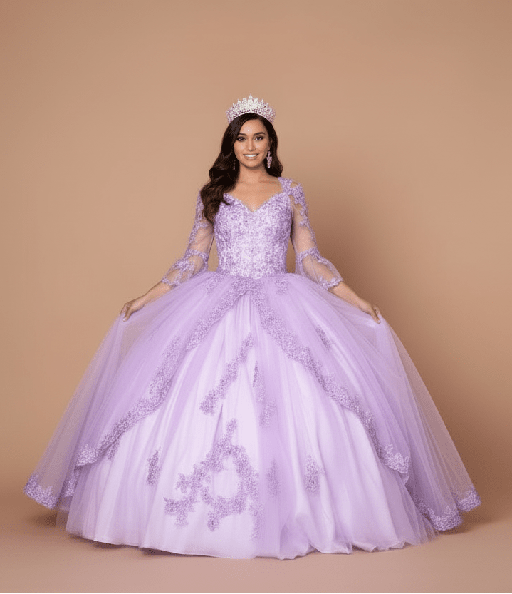 Lace Bell Sleeve Quinceanera Dress by Calla KY-70029