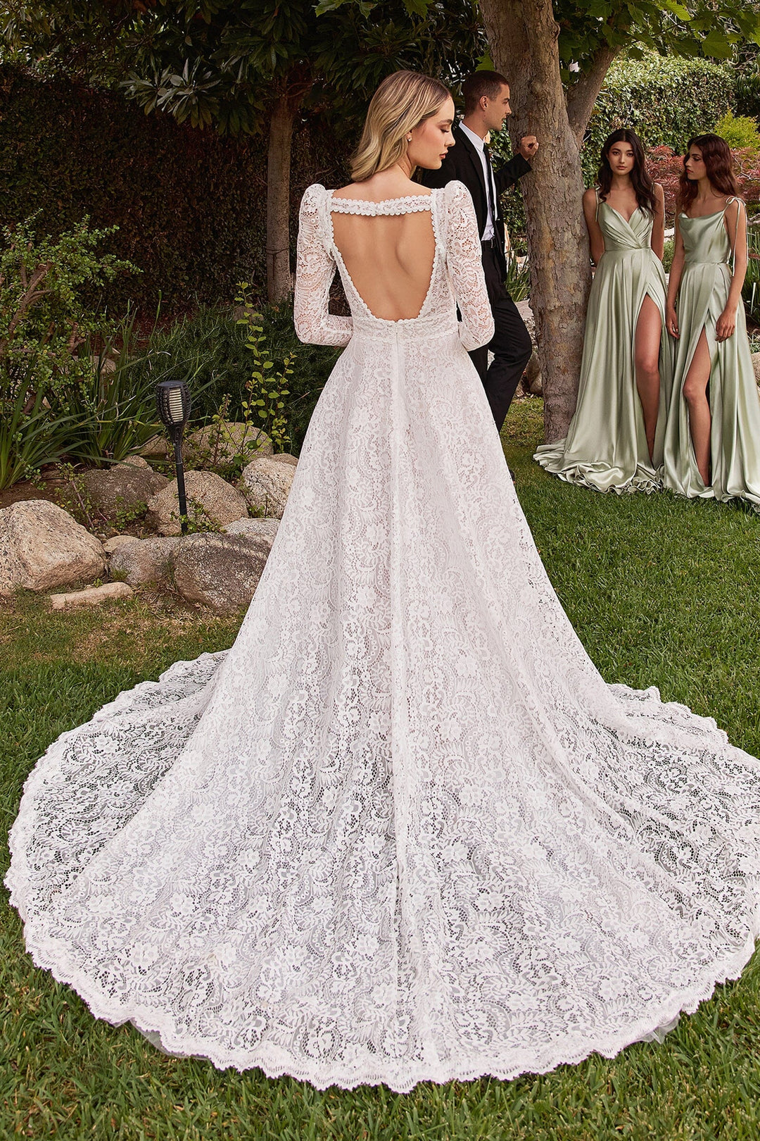 Lace Bridal Gown with Removable Jacket by Ladivine CD862W