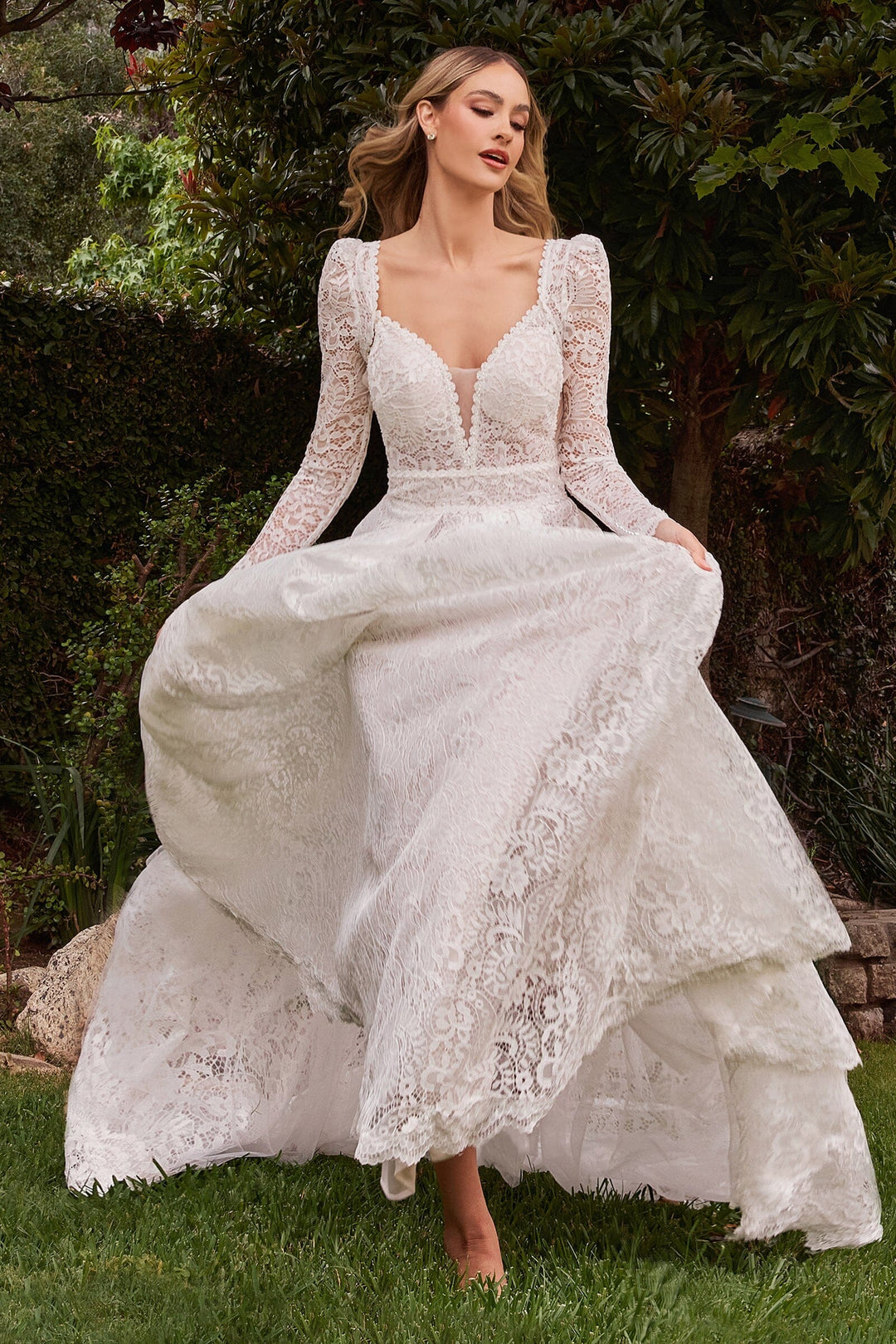 Lace Bridal Gown with Removable Jacket by Ladivine CD862W