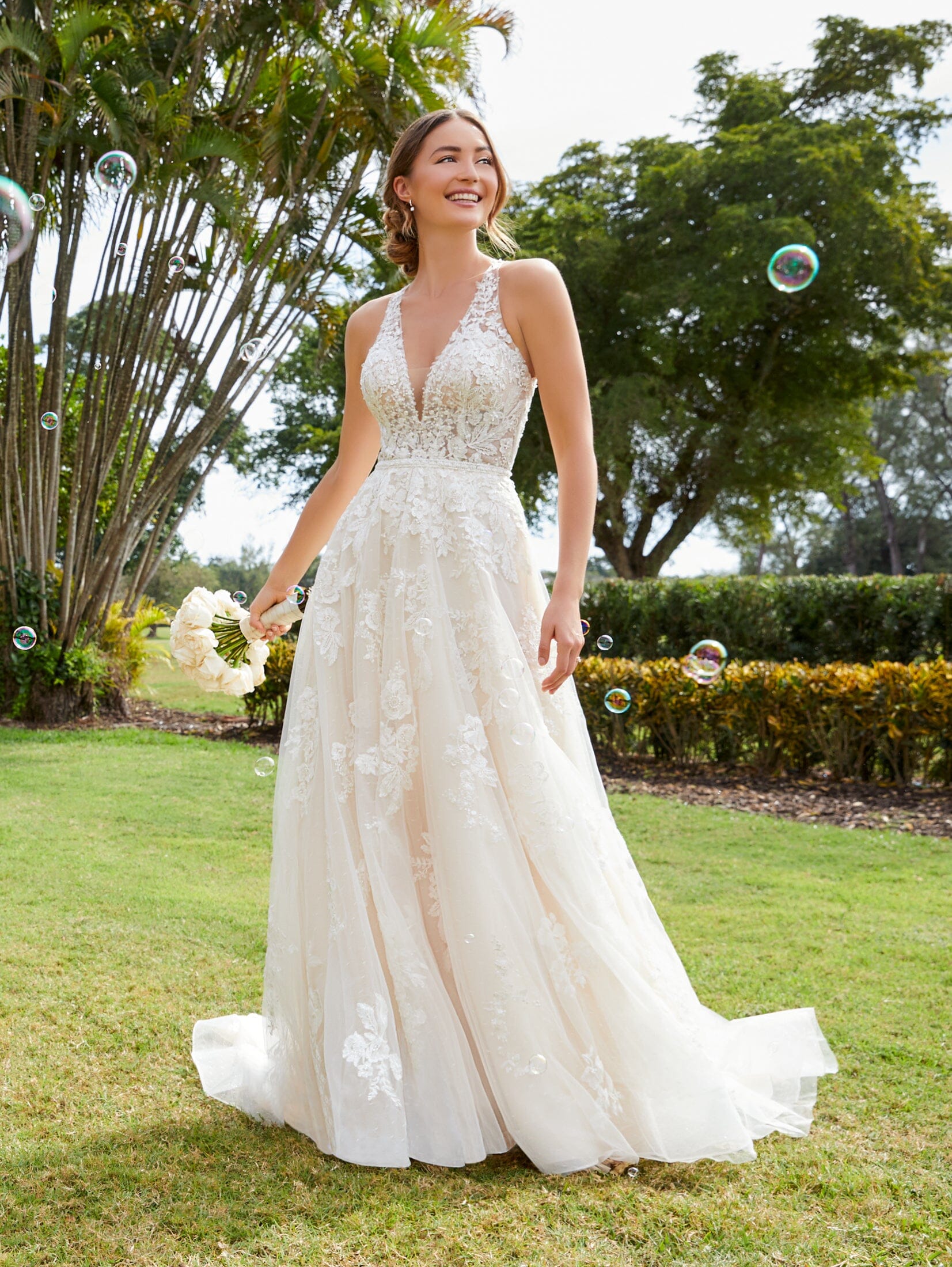 Lace Halter A line Bridal Gown by Adrianna Papell 31189