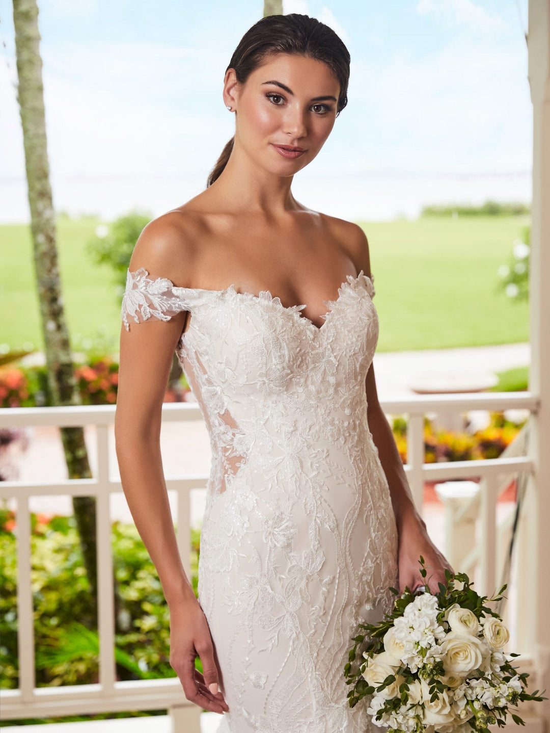 Lace Off Shoulder Bridal Gown by Adrianna Papell 31223