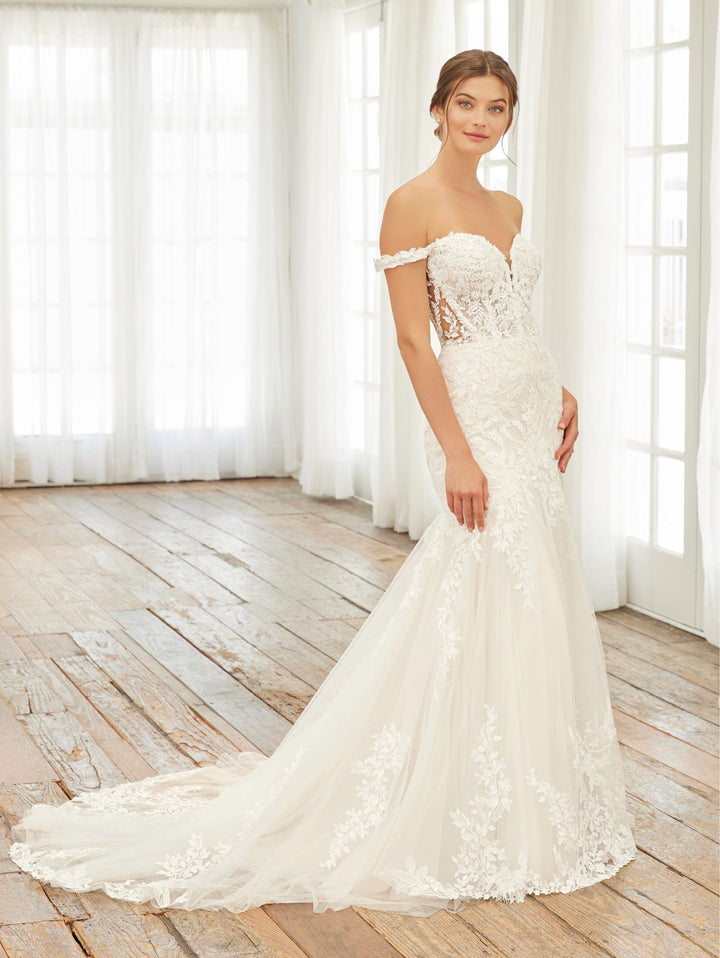 Lace Off Shoulder Bridal Gown by Adrianna Papell 31249