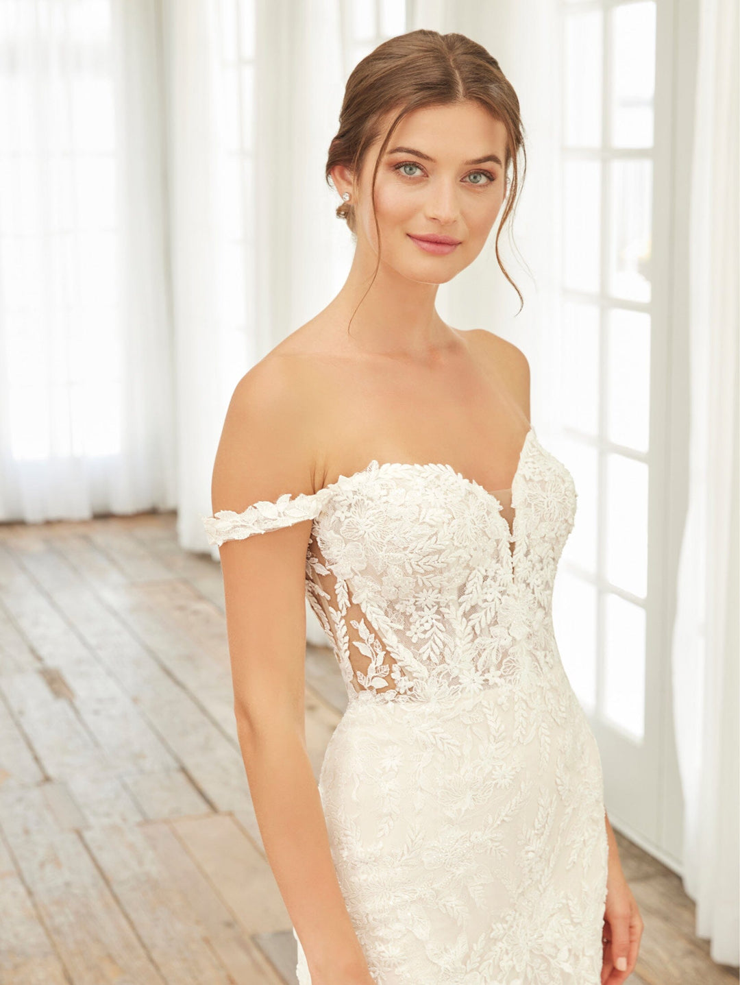 Lace Off Shoulder Bridal Gown by Adrianna Papell 31249