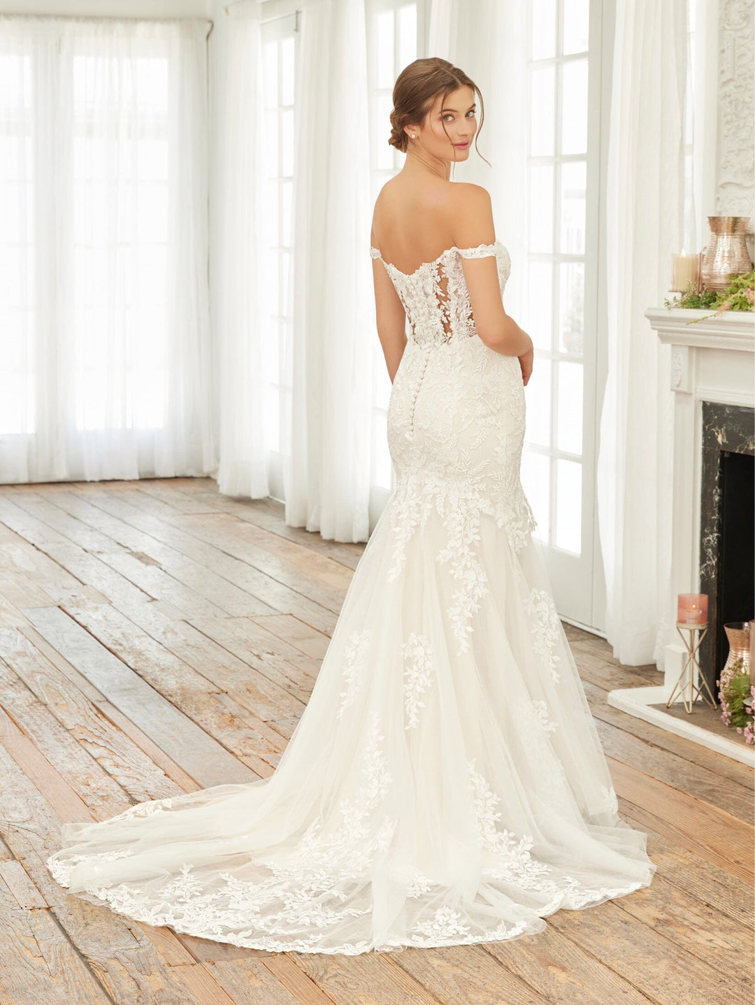 Lace Off Shoulder Bridal Gown by Adrianna Papell 31249