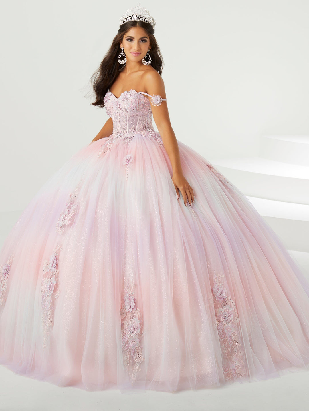 Lace Sheer Corset Quinceanera Dress by Fiesta Gowns 56469