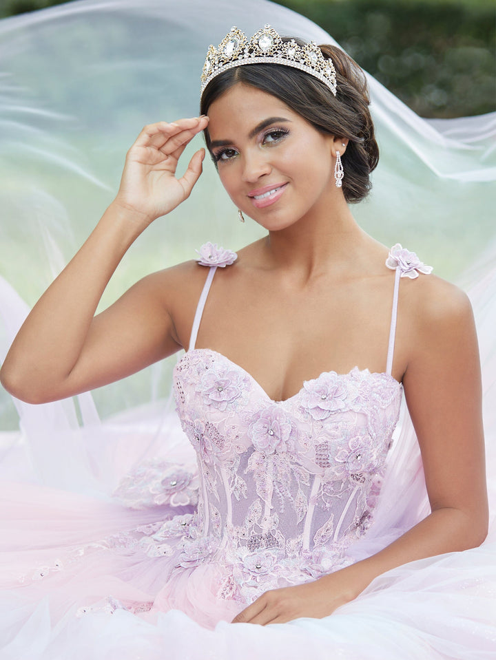 Lace Sheer Corset Quinceanera Dress by Fiesta Gowns 56469