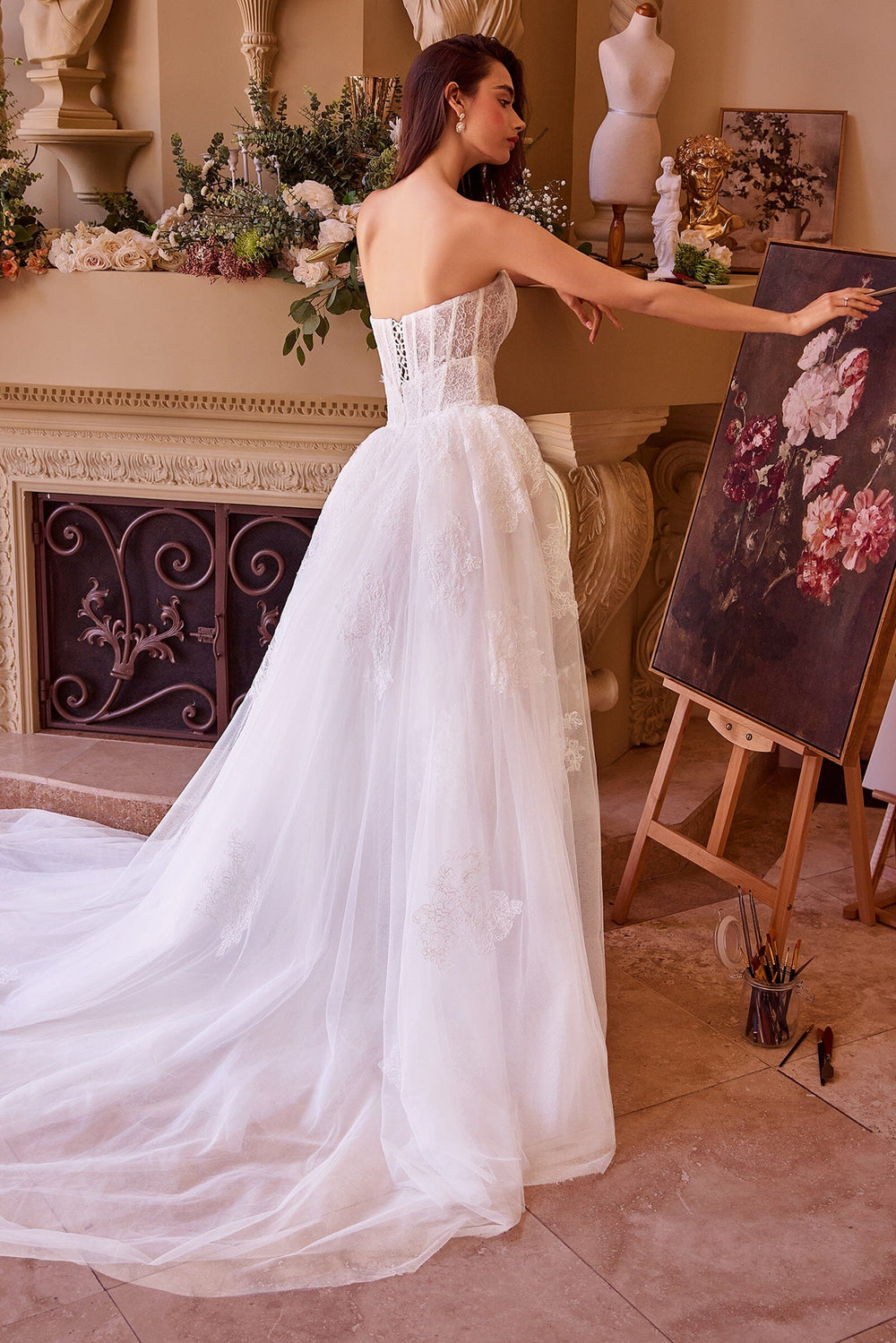 Lace Strapless Overskirt Bridal Gown by Ladivine WL044 – ABC Fashion