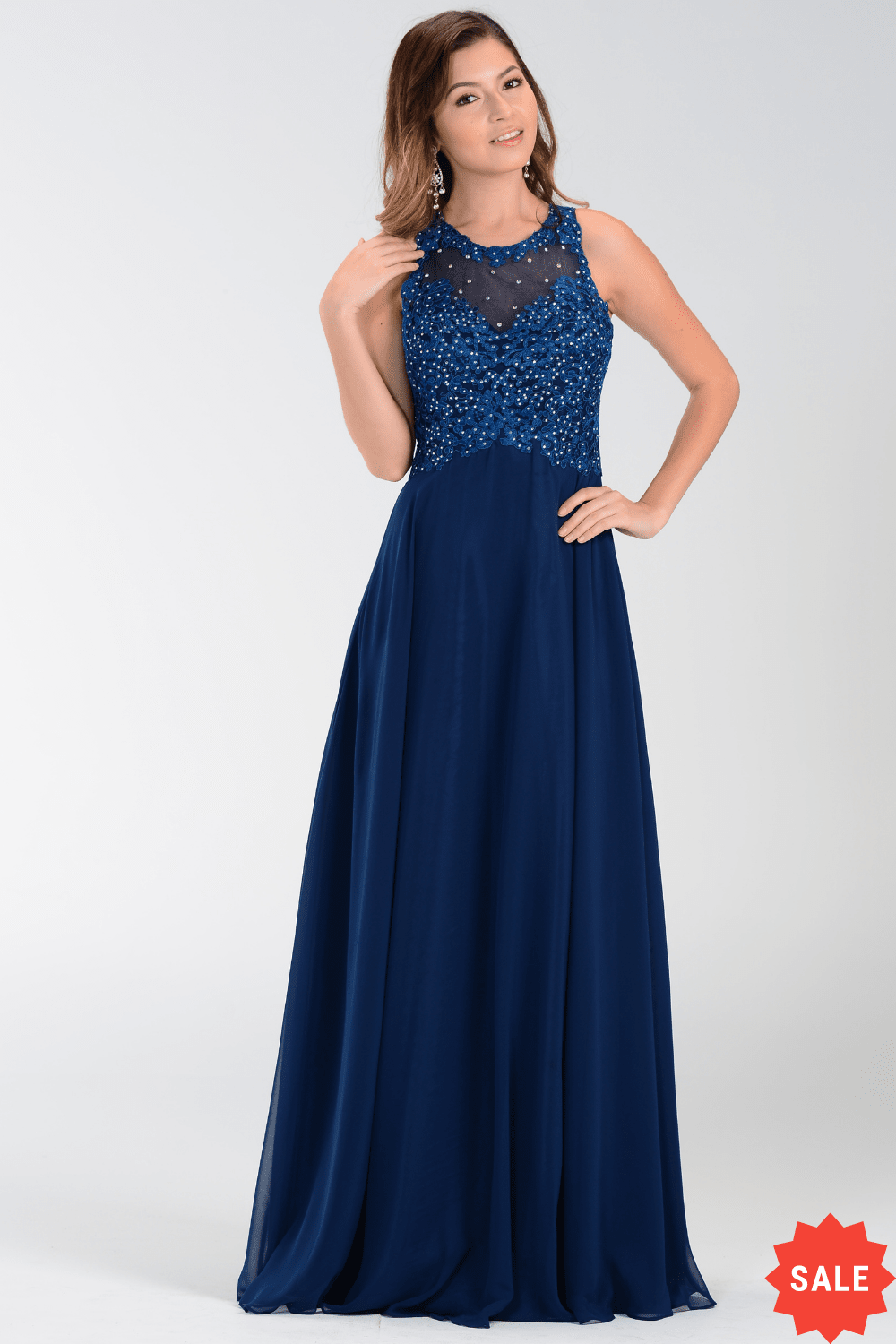 Blue and coral dress deals