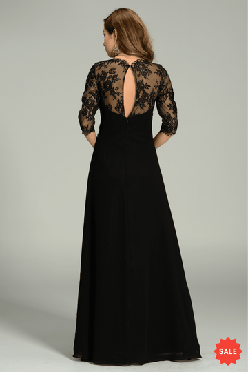 Poly USA | Ed Young 7210 Chiffon/Lace Dress Mid Length Lace Sleeves