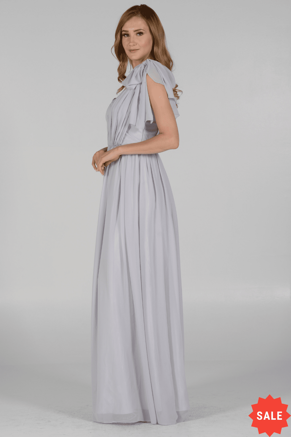Long Gown By Poly USA 7156 S / Gray Long Gown By Poly USA 7156 S / Gray