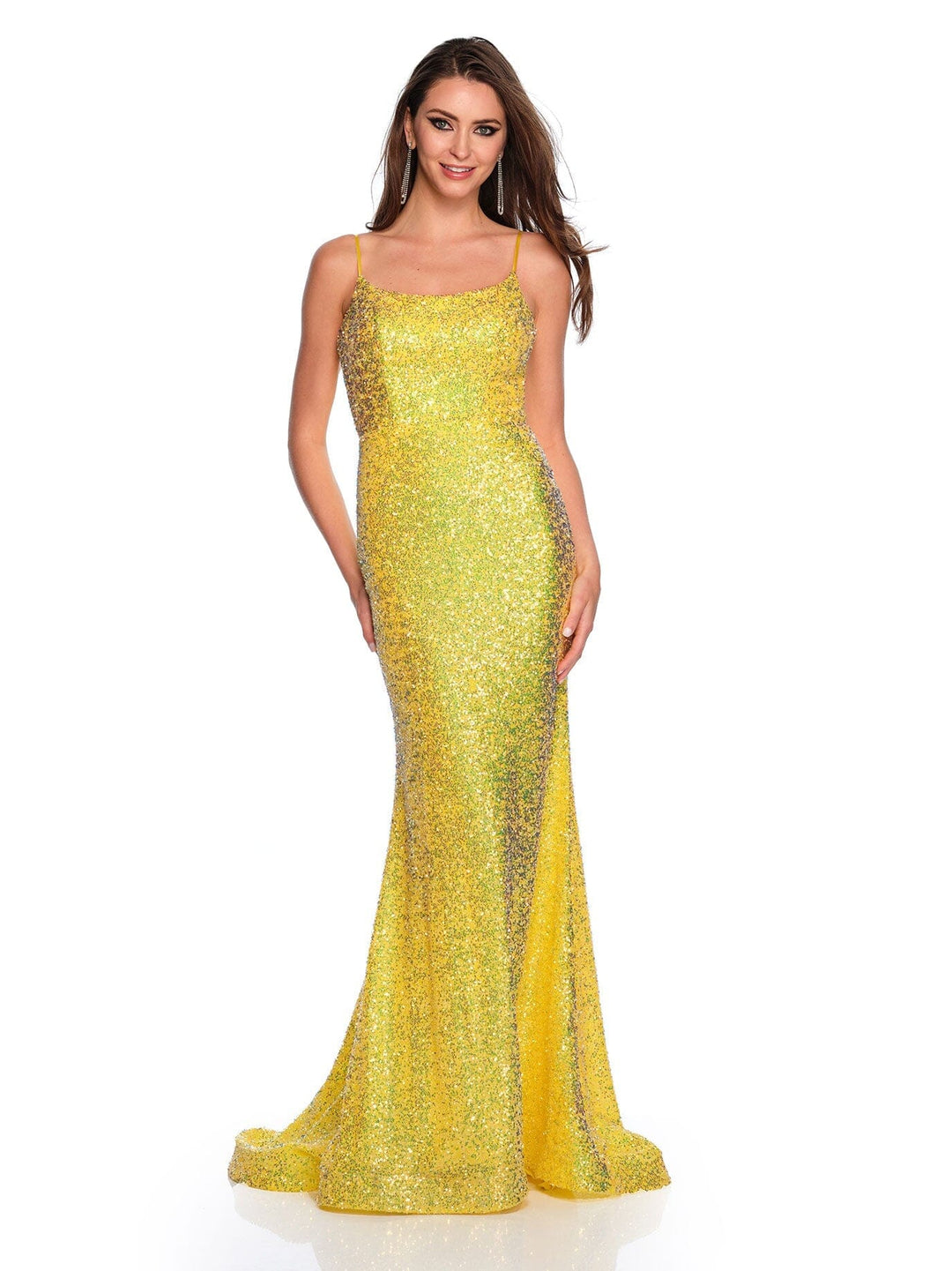 Dave and Johnny 11322 Long Formal Dress - PromGirl Yellow / 10 Dave and Johnny 11322 Long Formal Dress - PromGirl Yellow / 10