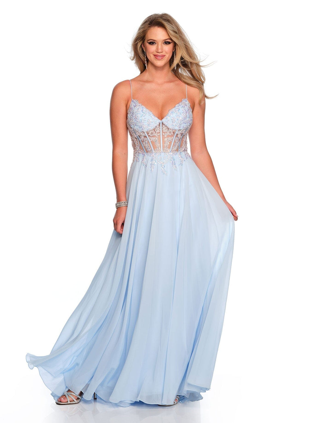Dave and Johnny 11516 Long Formal Dress - PromGirl Ice Blue / 10 Dave and Johnny 11516 Long Formal Dress - PromGirl Ice Blue / 10