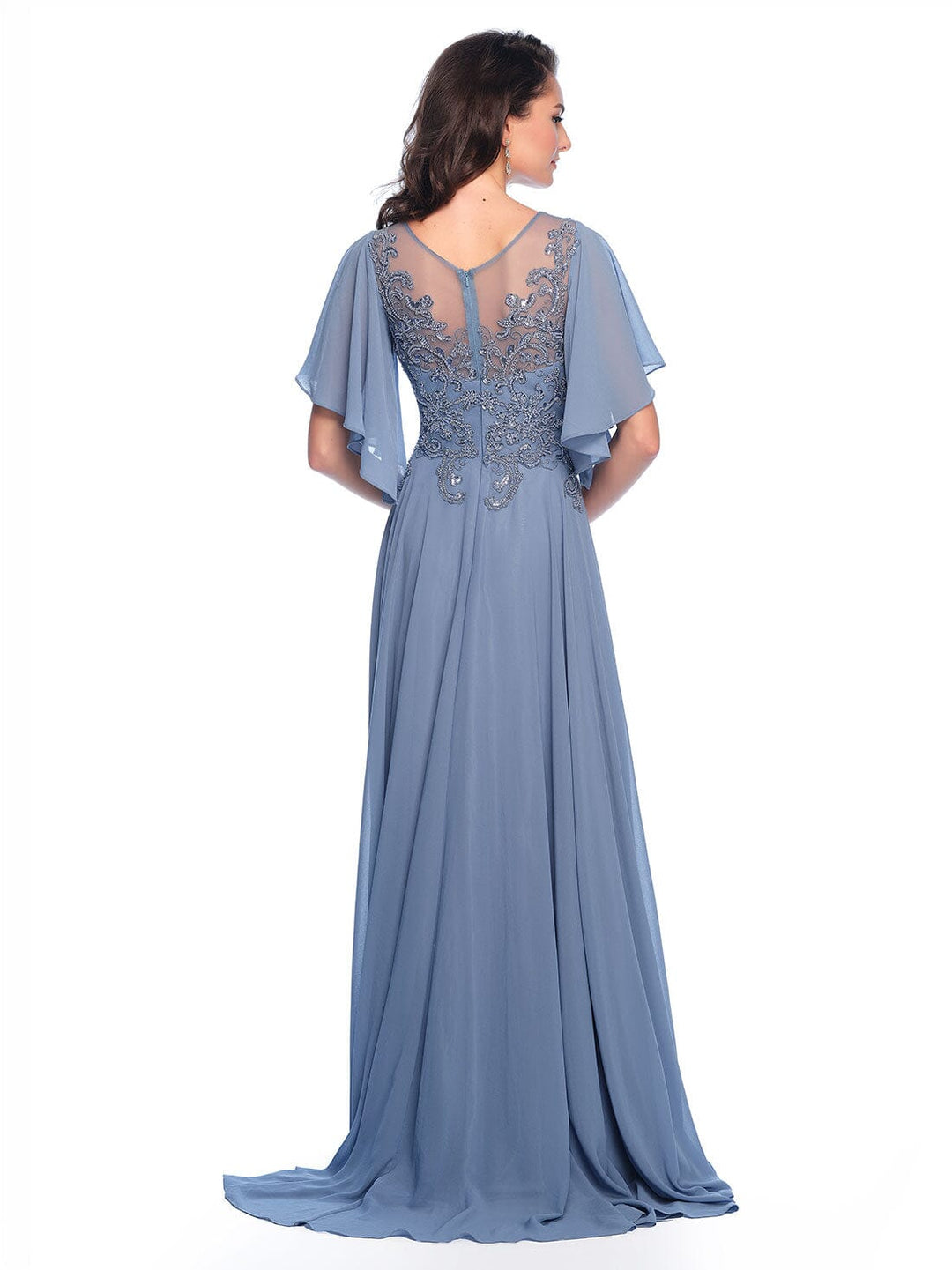 Dave and Johnny 11676 Long Formal Dress - PromGirl Smoke Blue / 12 Dave and Johnny 11676 Long Formal Dress - PromGirl Smoke Blue / 12