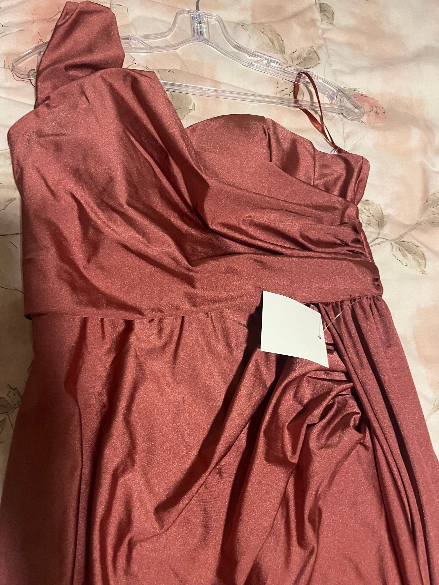 Ladivine PT004 Long Chic One Shoulder Stretch Satin Side Sash Gown