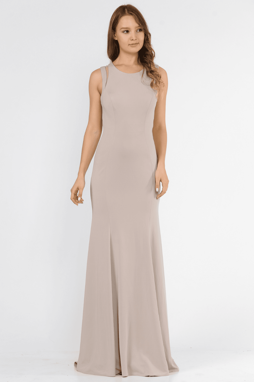 Long Formal Dress with Back Cut Outs by Poly USA 8232