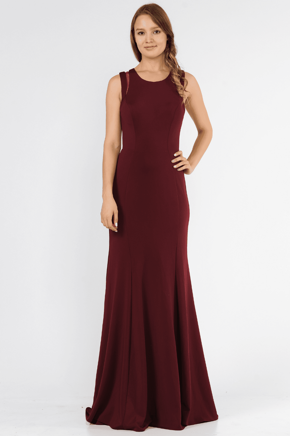 Long Formal Dress with Back Cut Outs by Poly USA 8232