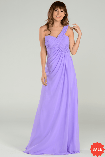 Long One Shoulder Chiffon Dress by Poly USA 7140 – ABC Fashion