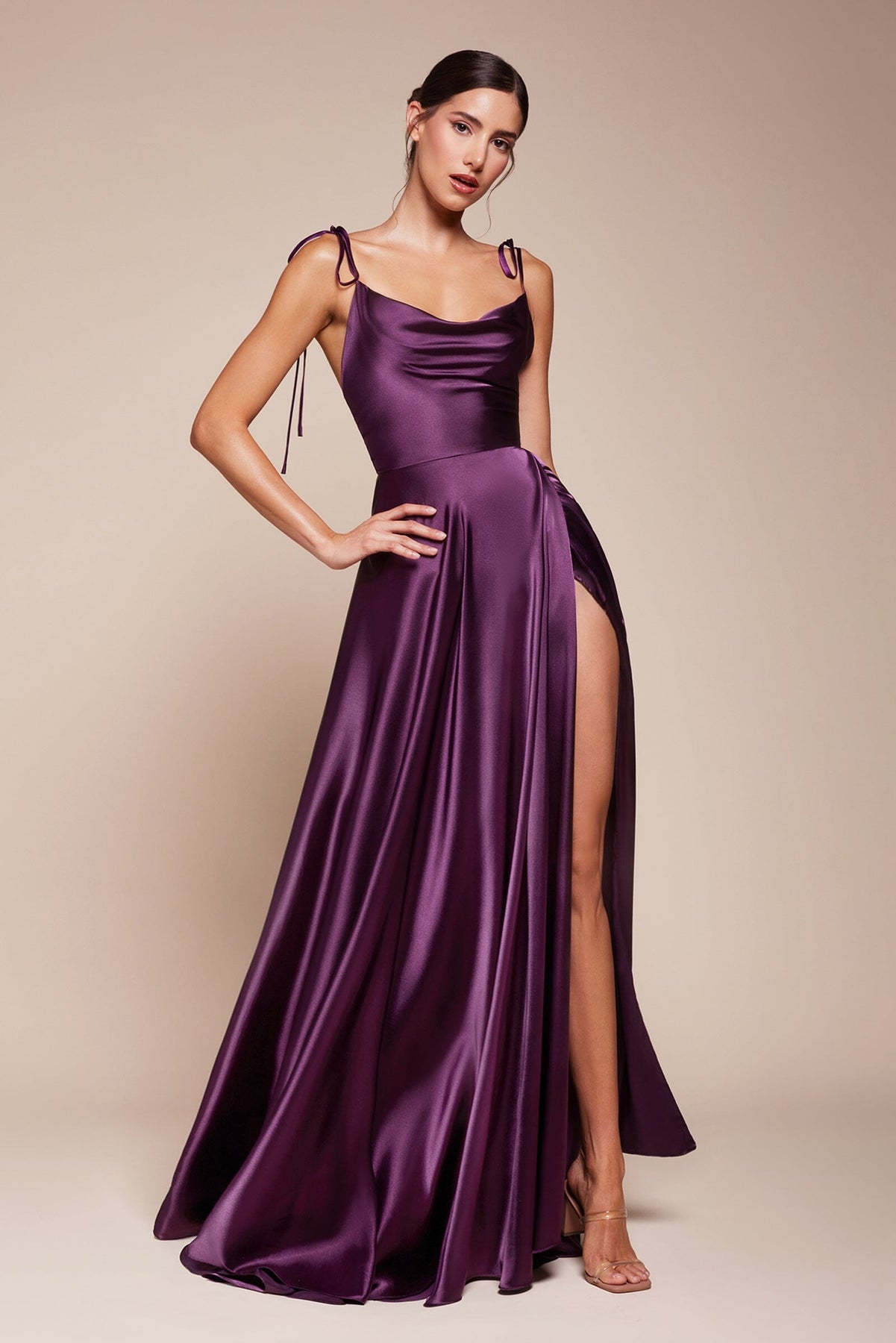 Long Satin A-line Dress by Cinderella Divine BD104 – ABC Fashion