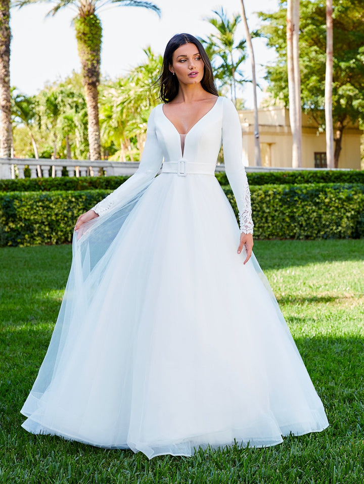 Long Sleeve A-line Wedding Gown by Adrianna Papell 31199