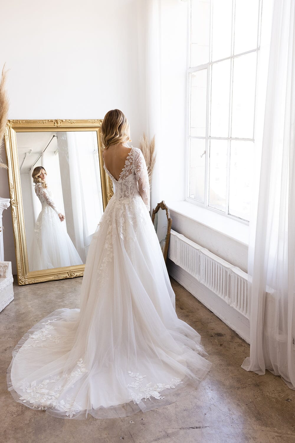 Long Sleeve Corset Bridal Gown by Abby Lane 97199 18 / Ivory/Champagne Long Sleeve Corset Bridal Gown by Abby Lane 97199 18 / Ivory/Champagne