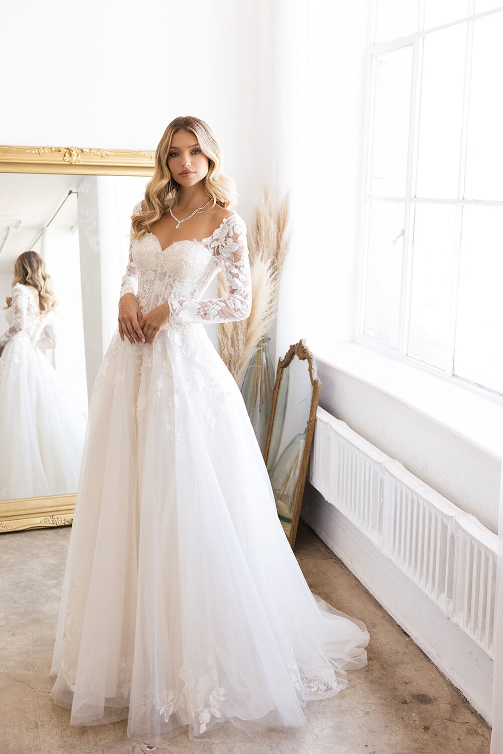 Long Sleeve Corset Bridal Gown by Abby Lane 97199 18 / Ivory/Champagne Long Sleeve Corset Bridal Gown by Abby Lane 97199 18 / Ivory/Champagne