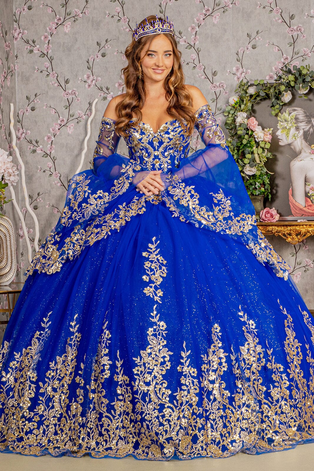 ワンピース yilon luxury balloon dress Long Sleeve Off Shoulder Ball Gown by Elizabeth K GL3184
