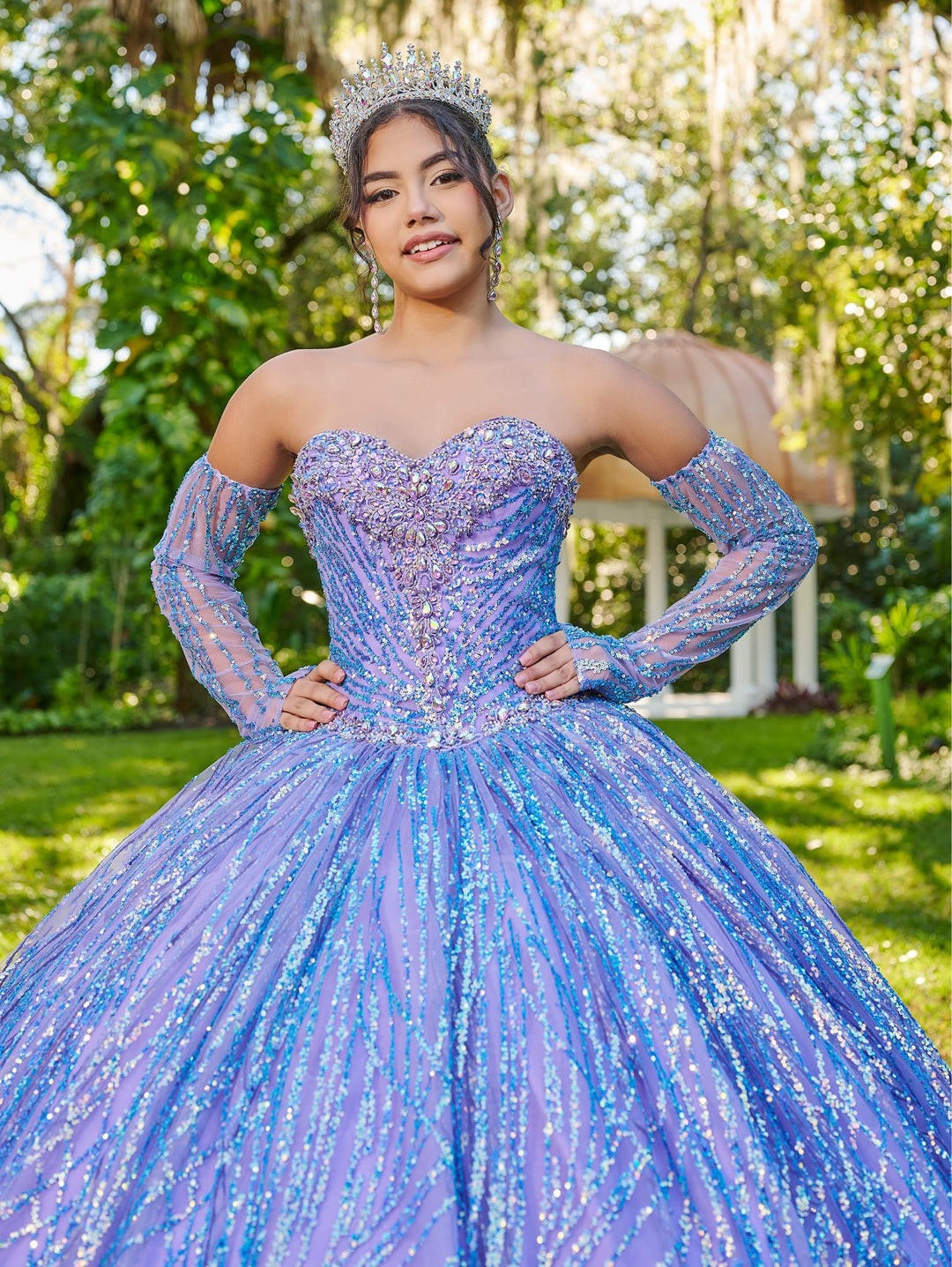 Long Sleeve Quinceanera Dress by Lizluo Fiesta 56511 2 / Iridescent Purple/Lilac Long Sleeve Quinceanera Dress by Lizluo Fiesta 56511 2 / Iridescent Purple/Lilac
