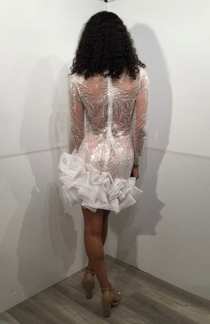 Long Sleeve Ruffled Cocktail Dress by Jovani 23727
