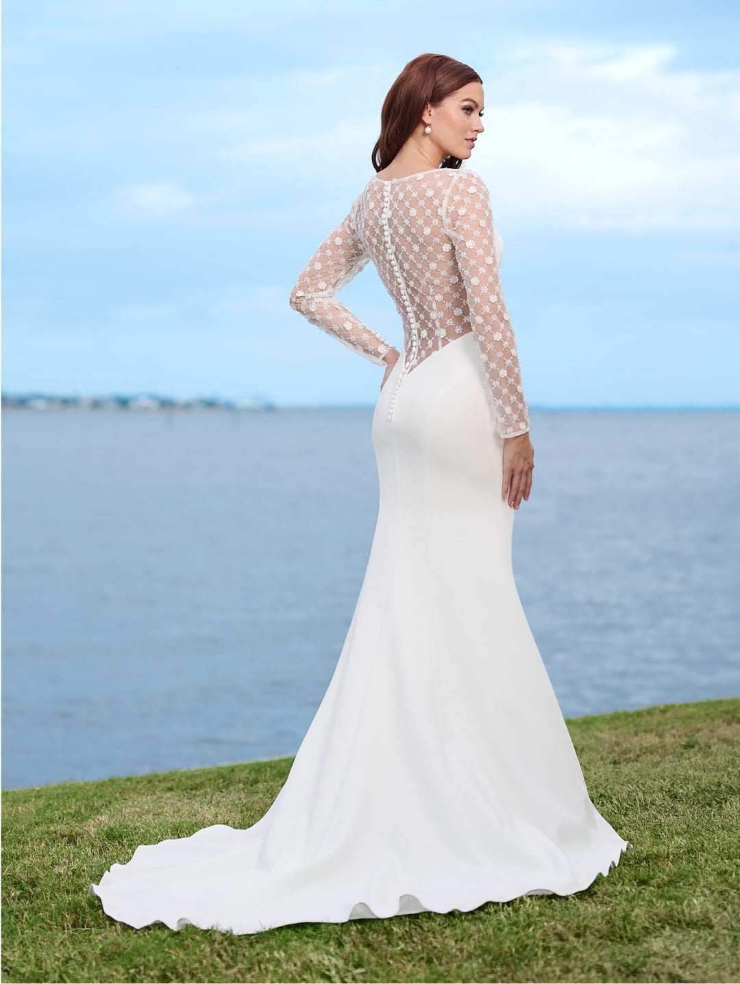 Long Sleeve Slit Bridal Gown by Adrianna Papell 45002 ABC Fashion Long Sleeve Slit Bridal Gown by Adrianna Papell 45002 ABC Fashion