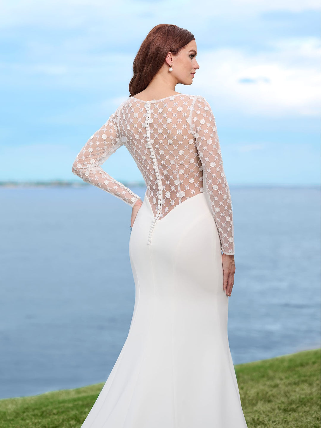 Long Sleeve Slit Bridal Gown by Adrianna Papell 45002 ABC Fashion Long Sleeve Slit Bridal Gown by Adrianna Papell 45002 ABC Fashion