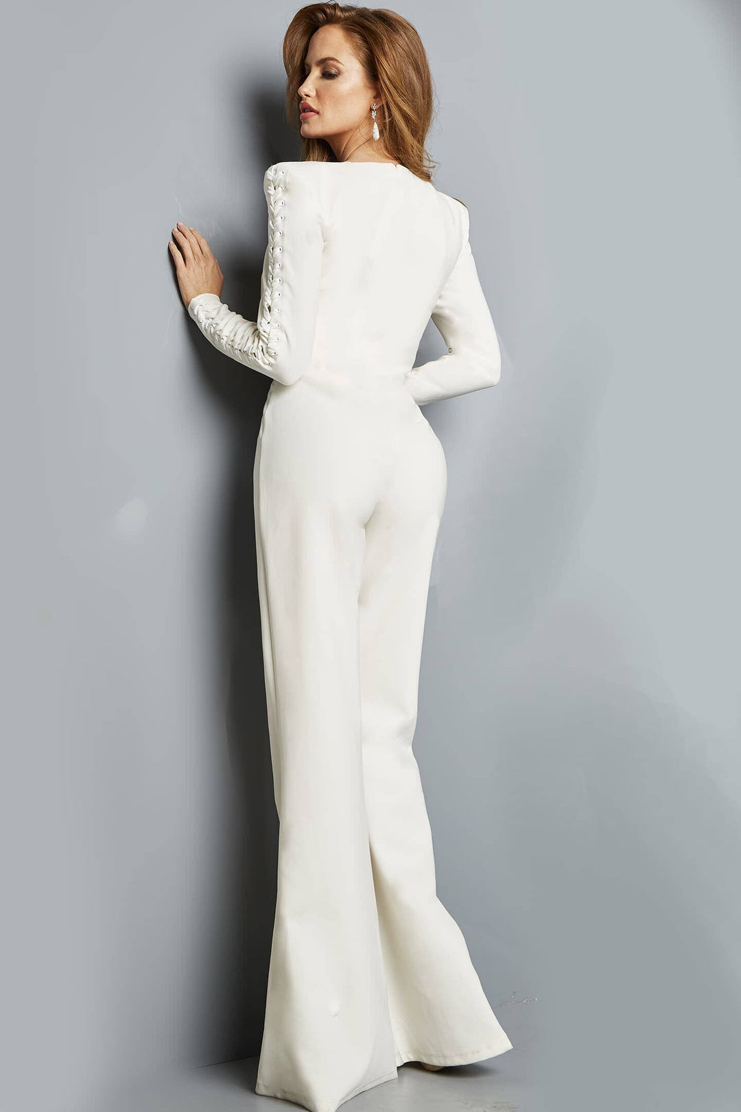 Long Sleeve Square Neck Jumpsuit by Jovani 09588