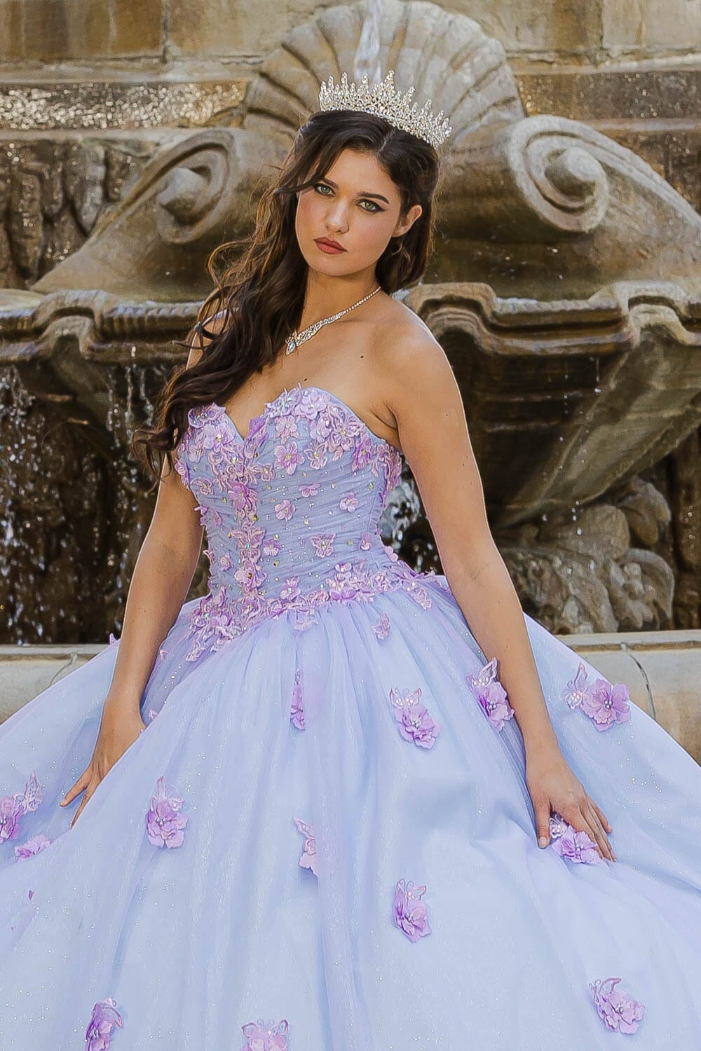 Long Sleeve Strapless Ball Gown by Petite Adele PQ1035