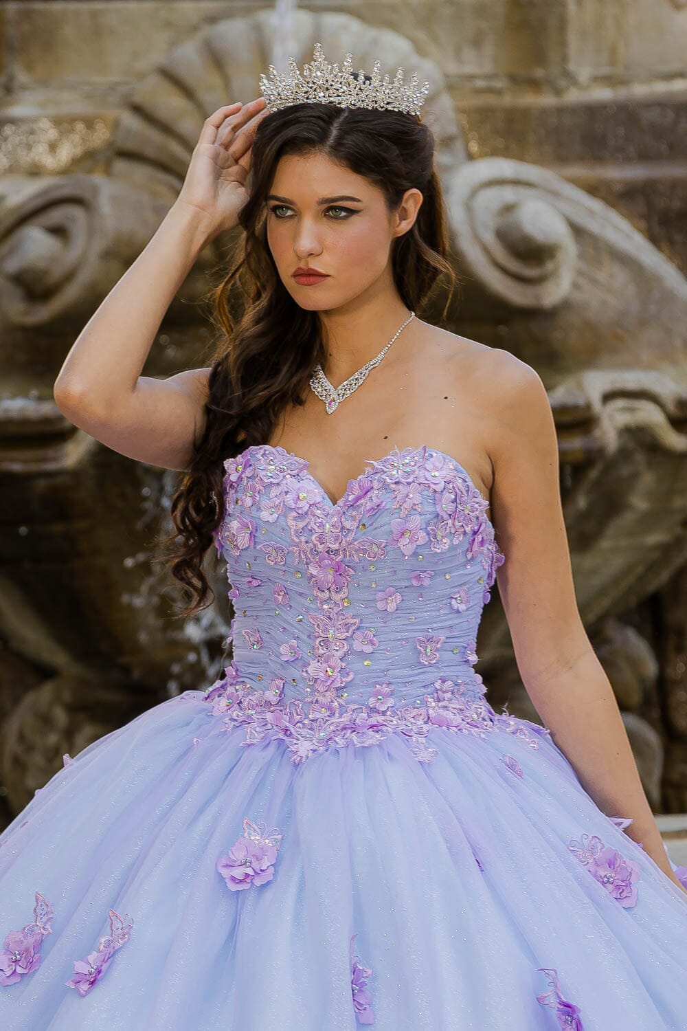 Long Sleeve Strapless Ball Gown by Petite Adele PQ1035