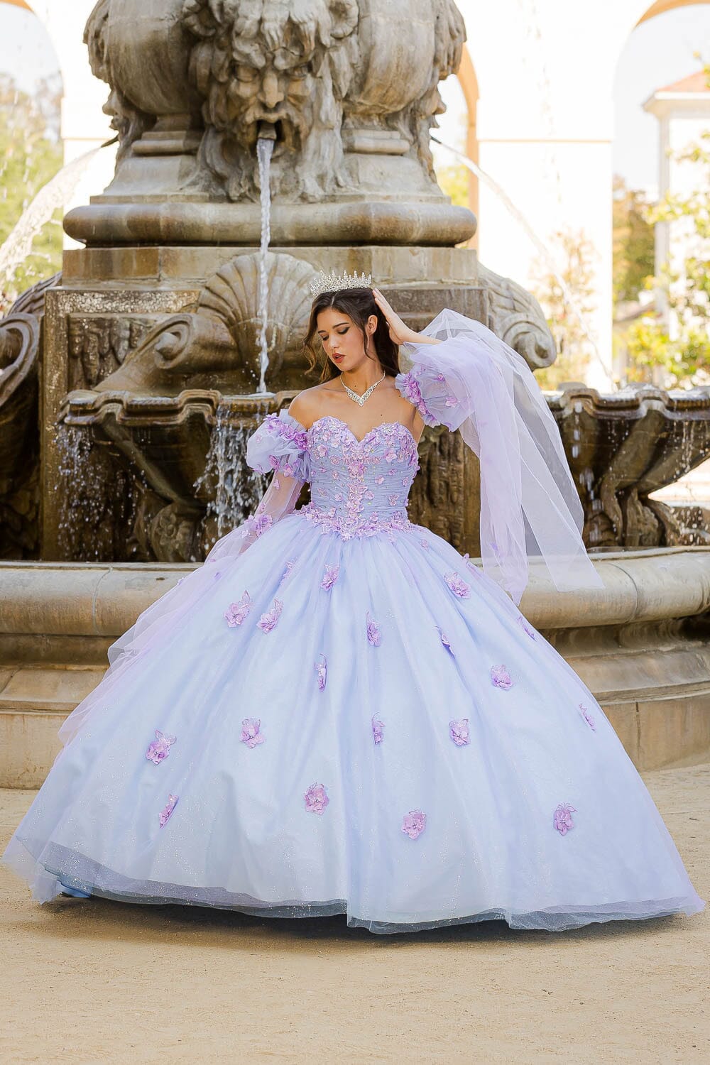 Long Sleeve Strapless Ball Gown by Petite Adele PQ1035