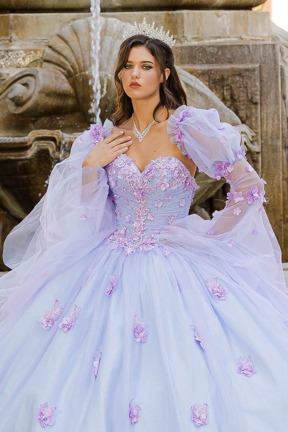 Long Sleeve Strapless Ball Gown by Petite Adele PQ1035