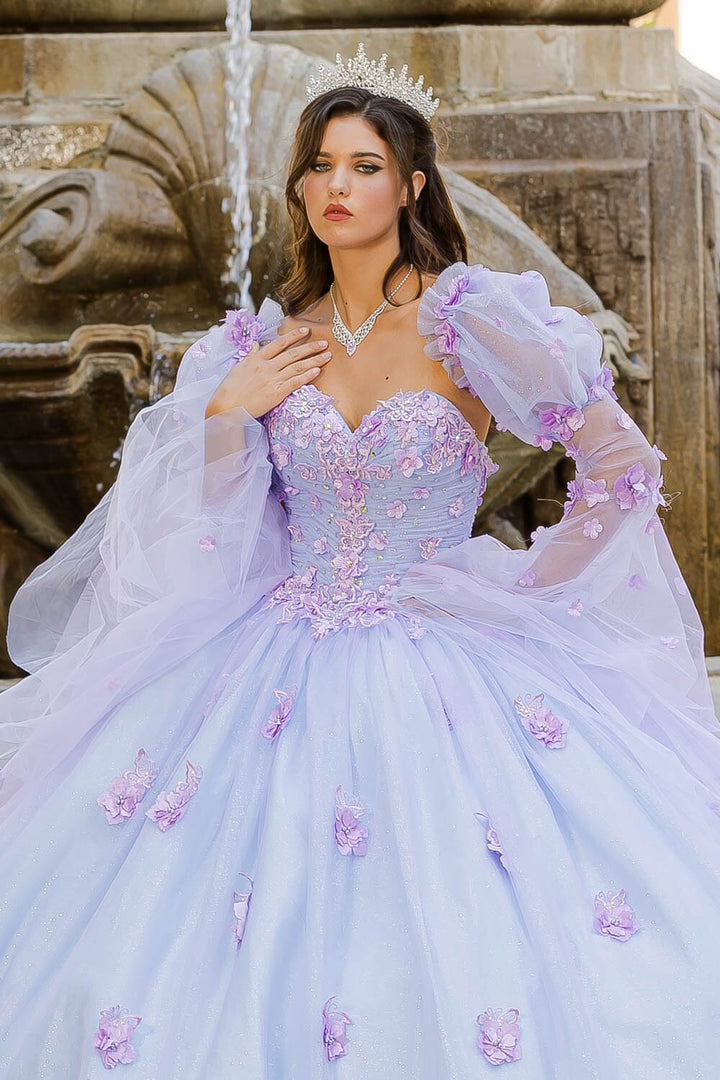 Long Sleeve Strapless Ball Gown by Petite Adele PQ1035