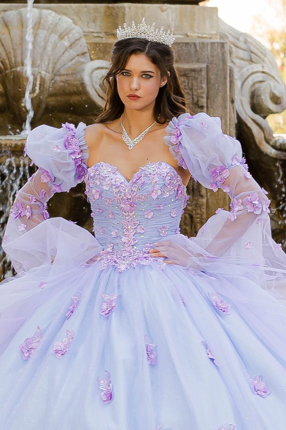 Long Sleeve Strapless Ball Gown by Petite Adele PQ1035